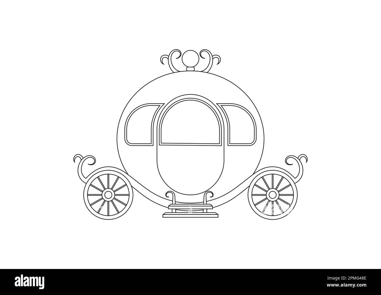 Chariot de princesse noir et blanc Vector Clipart. Page de coloriage du chariot de princesse Illustration de Vecteur