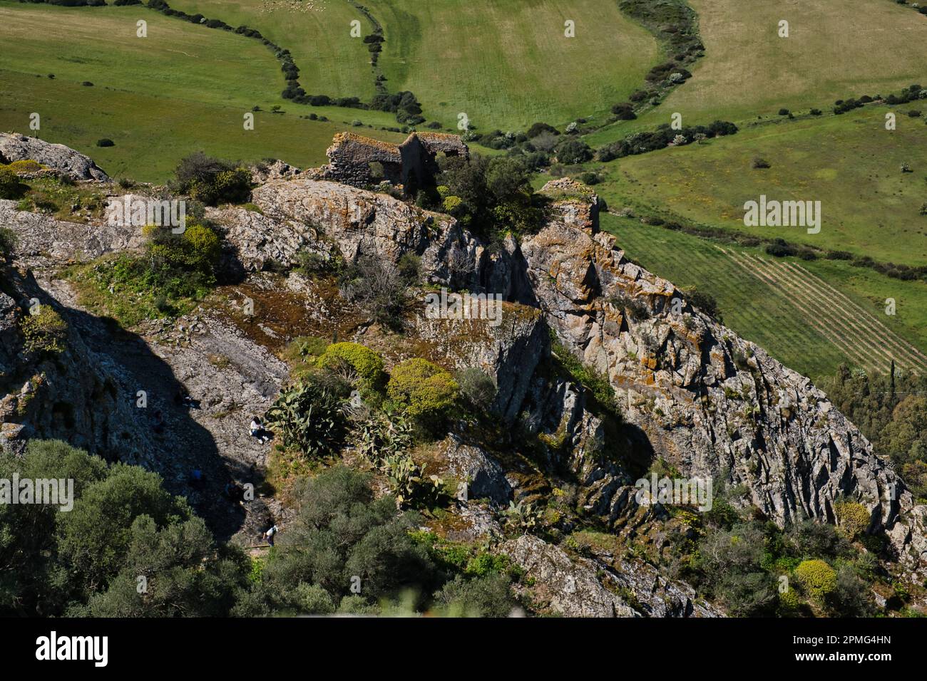Vue sur les ruines du château d'Acquafredda à Siliqua Banque D'Images