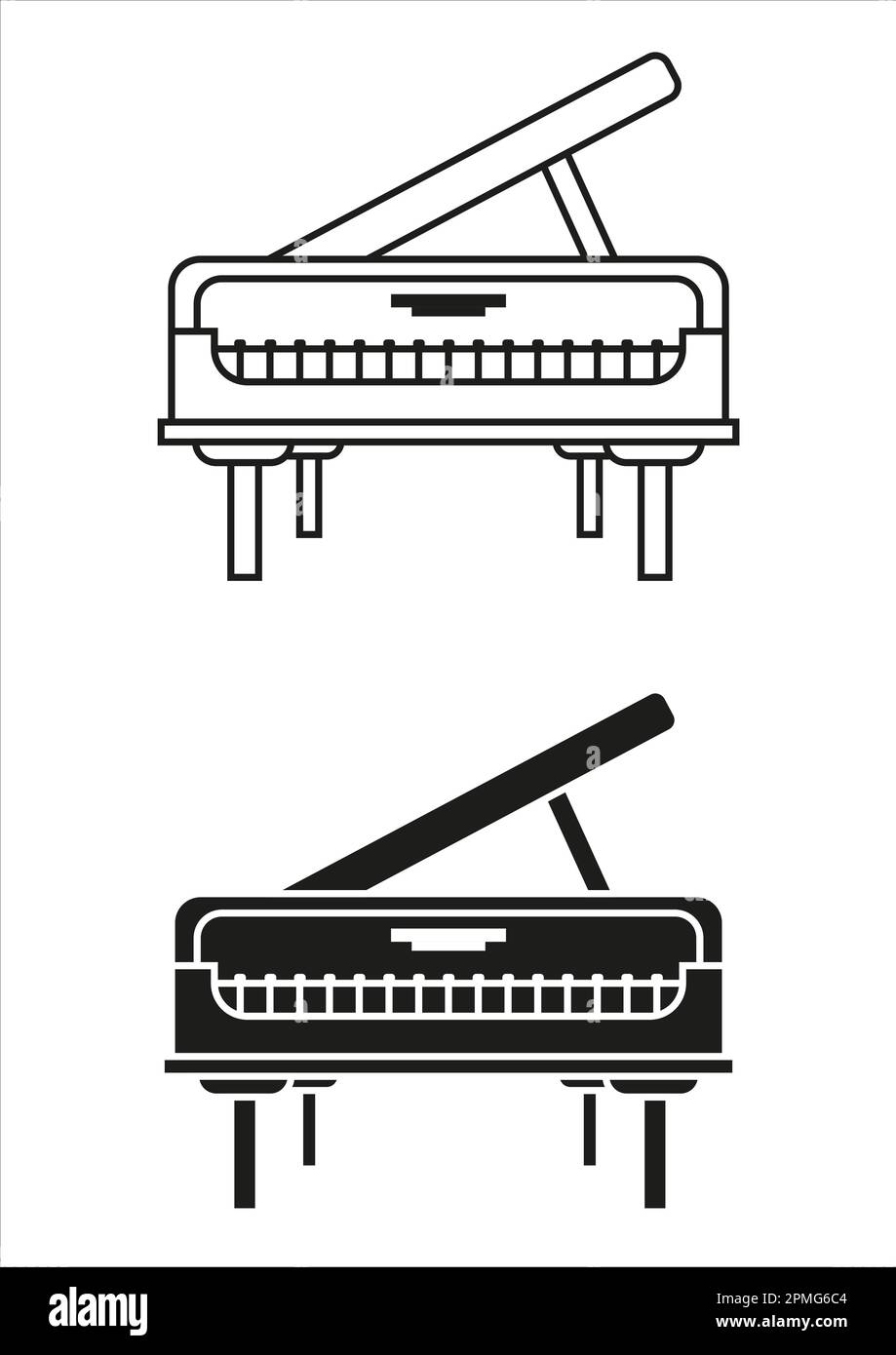 Motif vectoriel plat Piano Icon noir et blanc Illustration de Vecteur