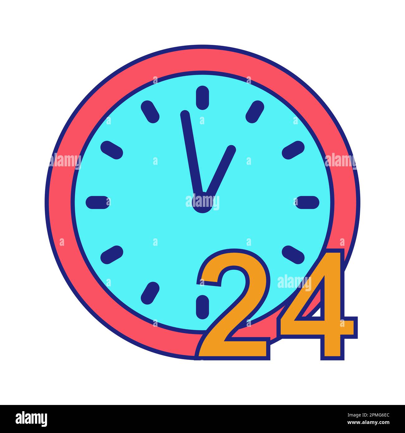 Support de service personnalisé 24 heures Icon Flat Design Vector Illustration de Vecteur