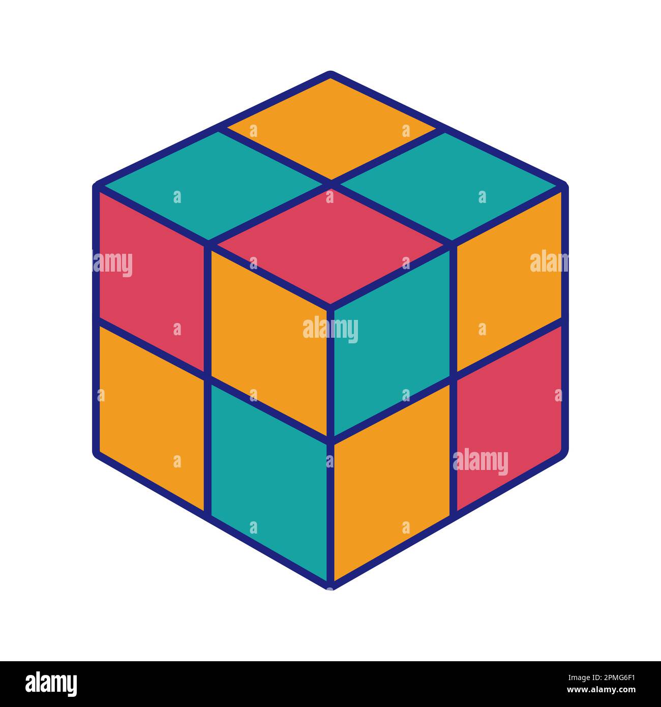 Cube coloré icône en forme de jouet à motif vectoriel plat Illustration de Vecteur