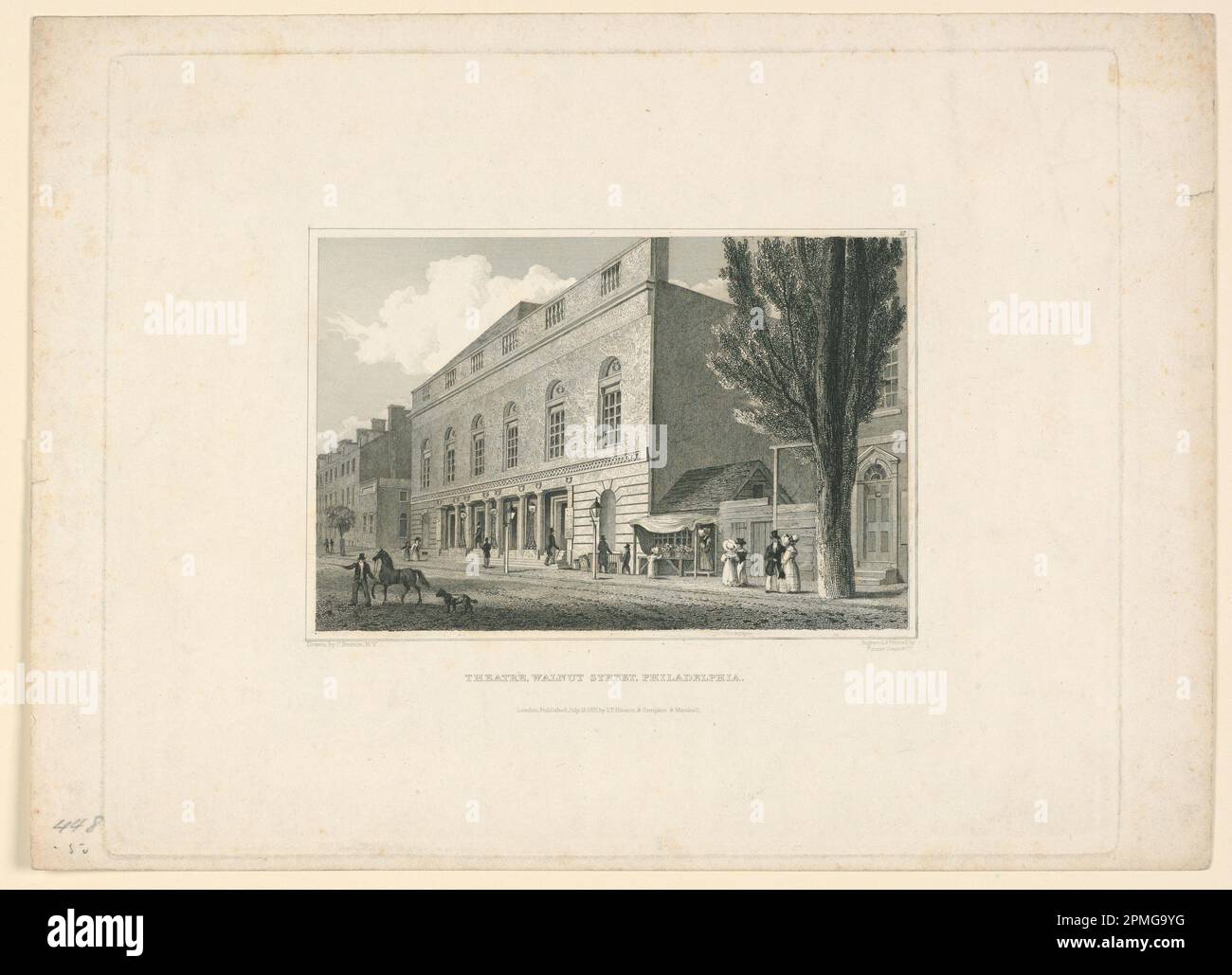Imprimé, Walnut Street Theatre, Philadelphie; C. Burton; gravé par Fenner Sears & Co.; publié par I.T. Heriton & Simpkin & Marshall ; gravure sur papier ; Marq. De plateau : 20,7 × 26,1 cm (8 1/8 × 10 1/4 po.) H x l : 22 × 30,4 cm (8 11/16 × 11 15/16 po) Tapis : 35,6 × 45,7 cm (14 × 18 po); équivalent d'Erskine Hewitt; 1938-57-1409 Banque D'Images