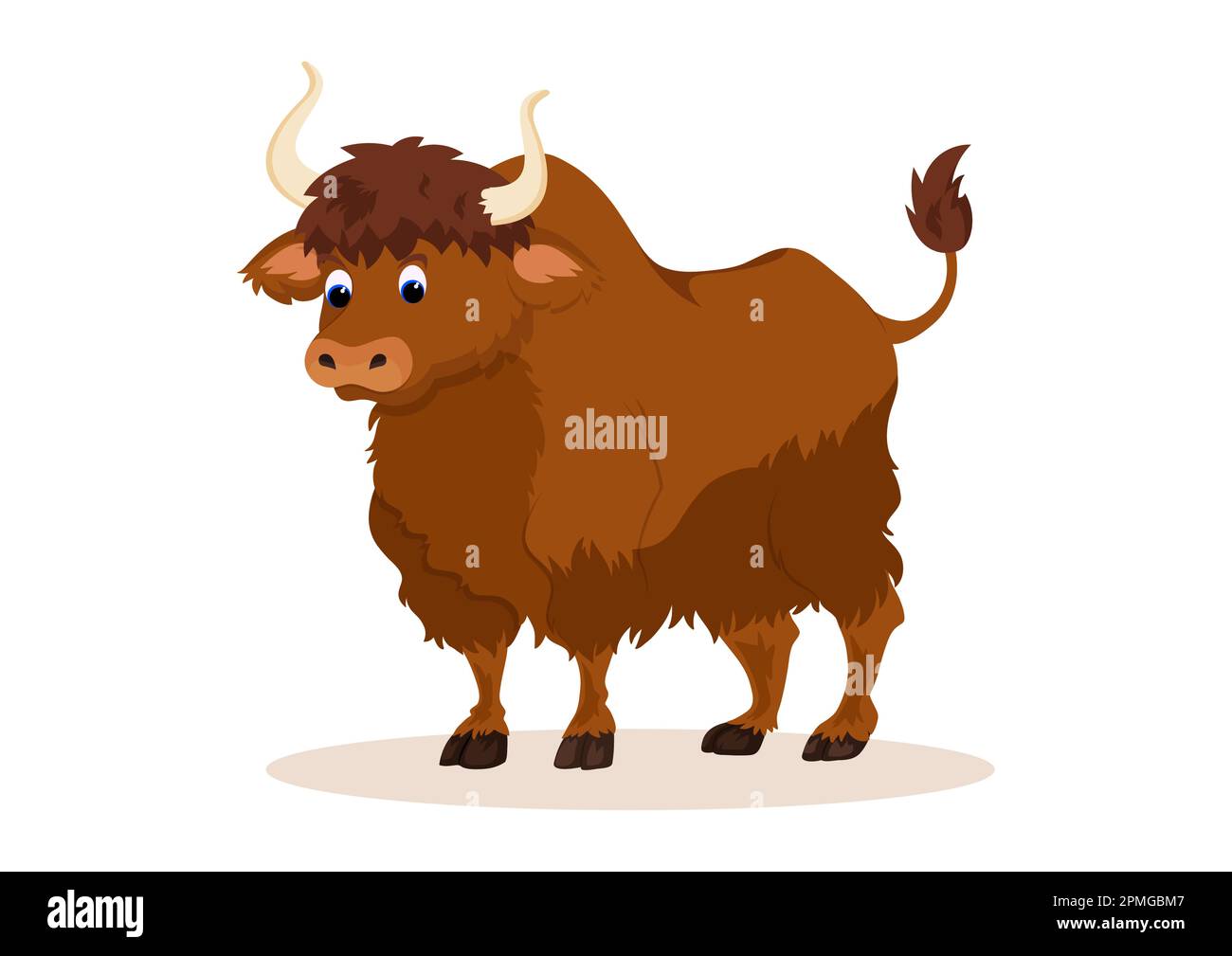 Vecteur de personnage de dessin animé de bison isolé sur fond blanc Illustration de Vecteur