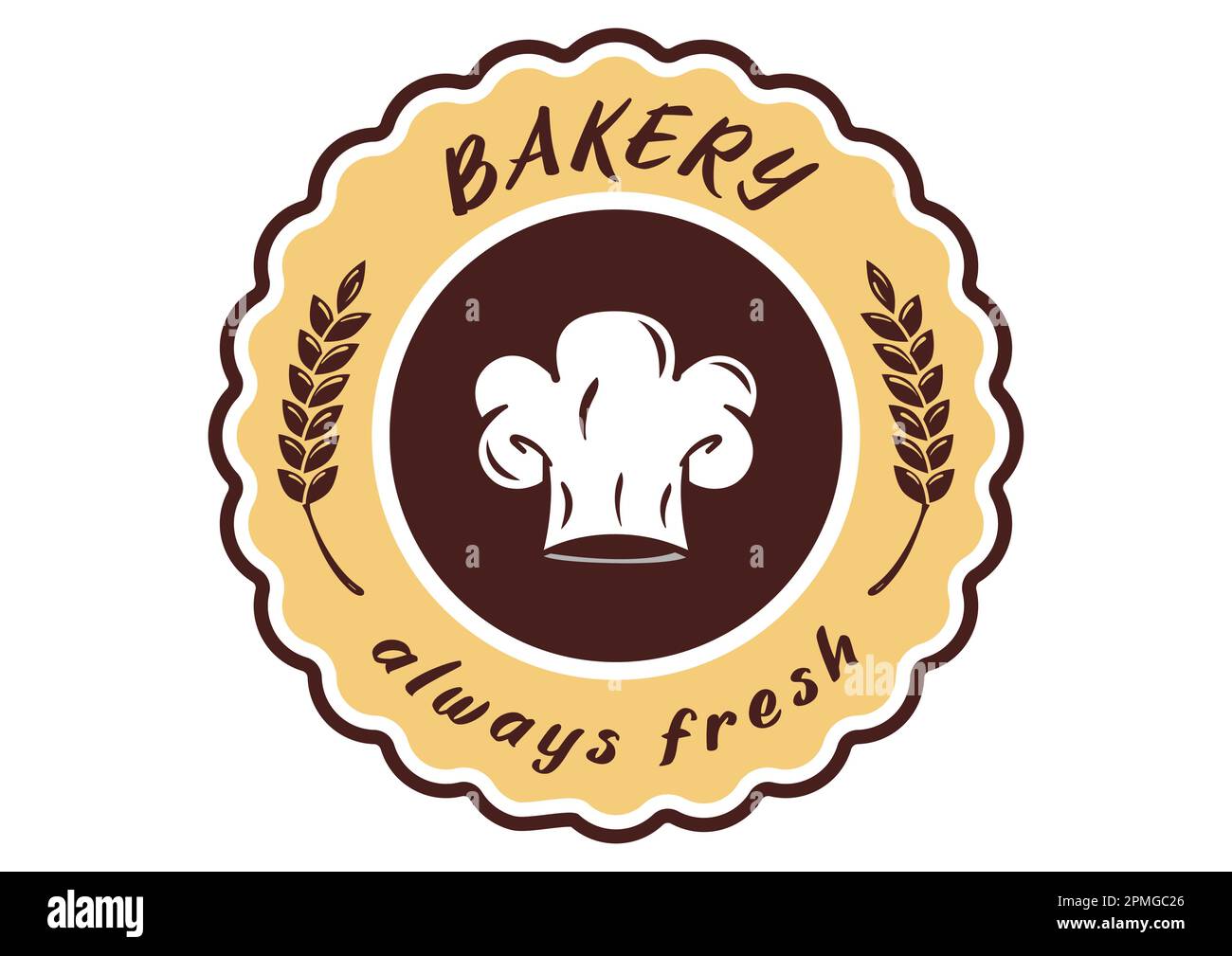 Logo de boulangerie. Chapeau de casquette, épice de blé, logo plat Illustration de Vecteur