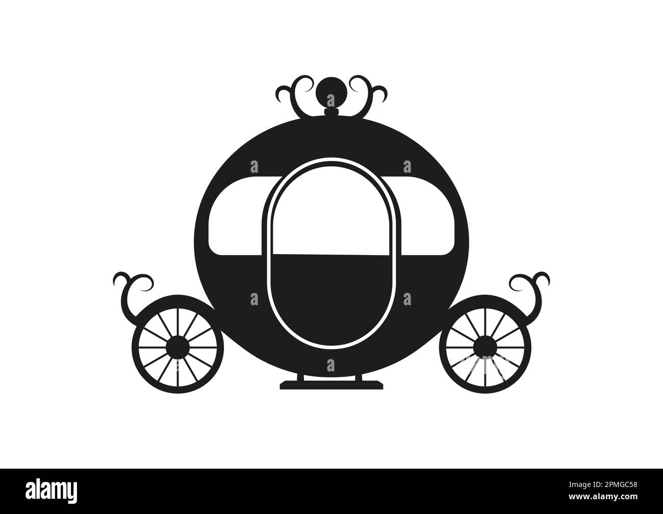 Noir et blanc Princess Carriage Vector Clipart sur fond blanc Illustration de Vecteur