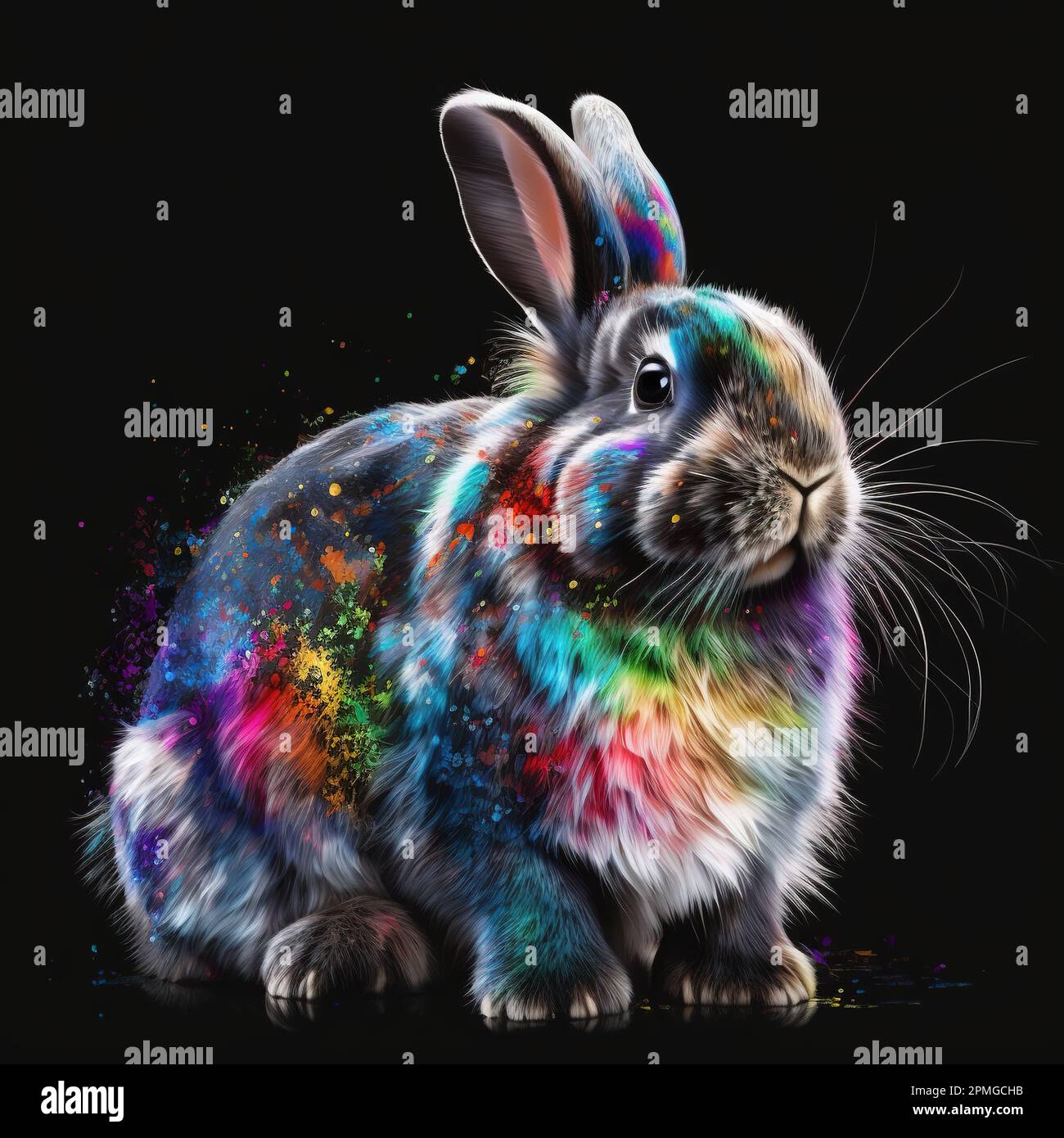 Lapin coloré dans une humeur ludique Banque D'Images