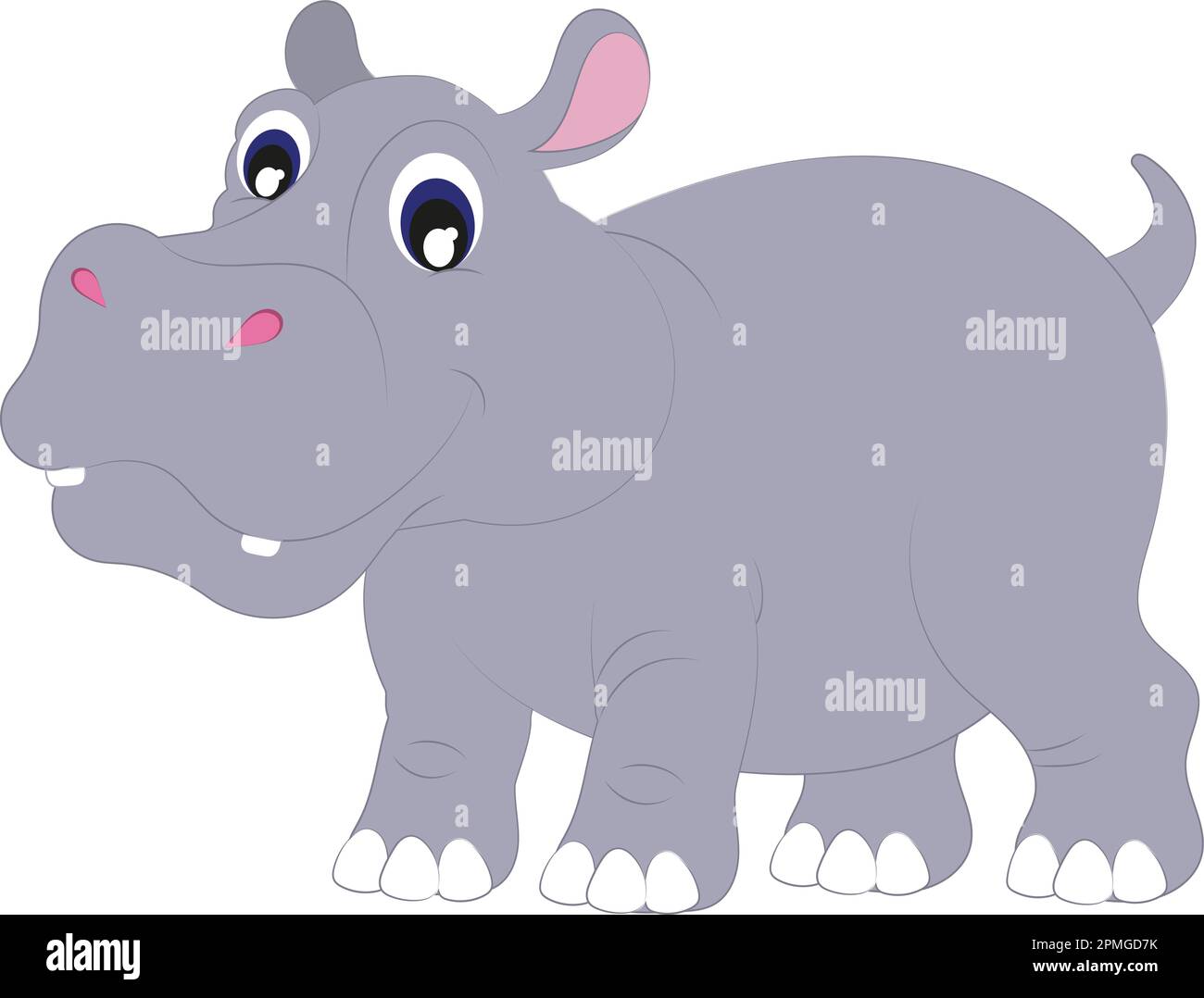 Dessin animé Hippopotamus isolé sur fond blanc Illustration de Vecteur