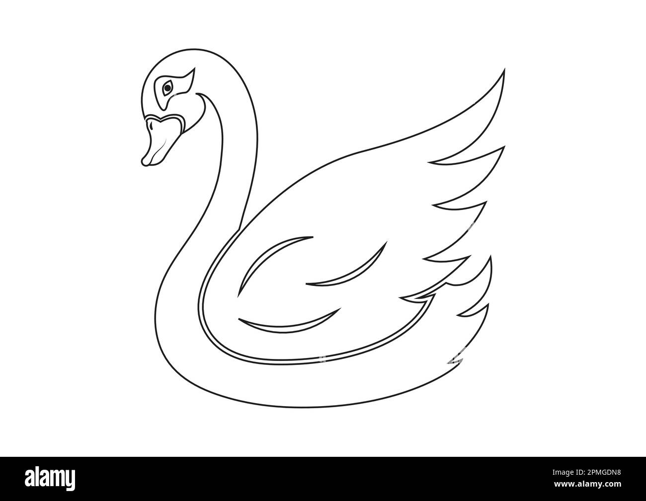 Page de coloriage du personnage de dessin animé Swan Illustration de Vecteur