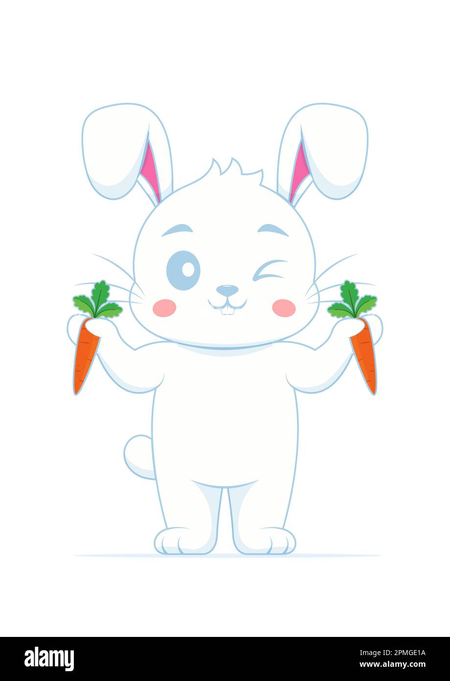 Joli lapin tenant une illustration vectorielle de dessin animé de carotte Illustration de Vecteur