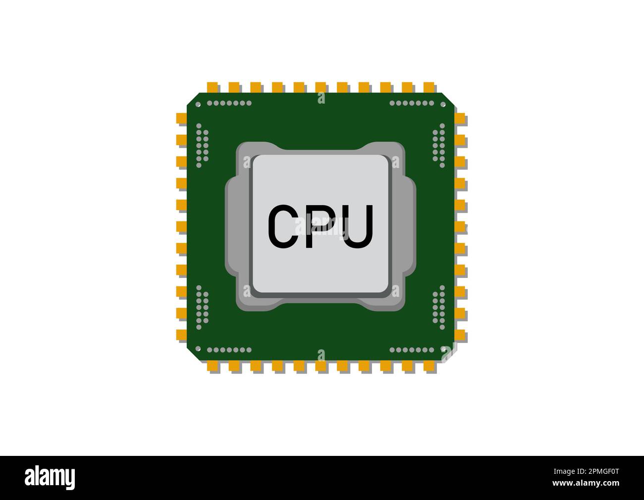 Conception plate clipart du processeur sur fond blanc. Icône CPU vectoriel Illustration de Vecteur