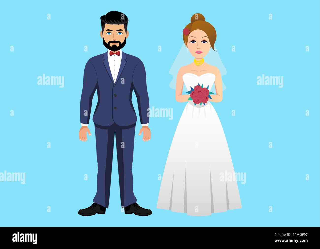 Groom et Bride Clipart Illustration. Costumes de mariage Illustration de Vecteur