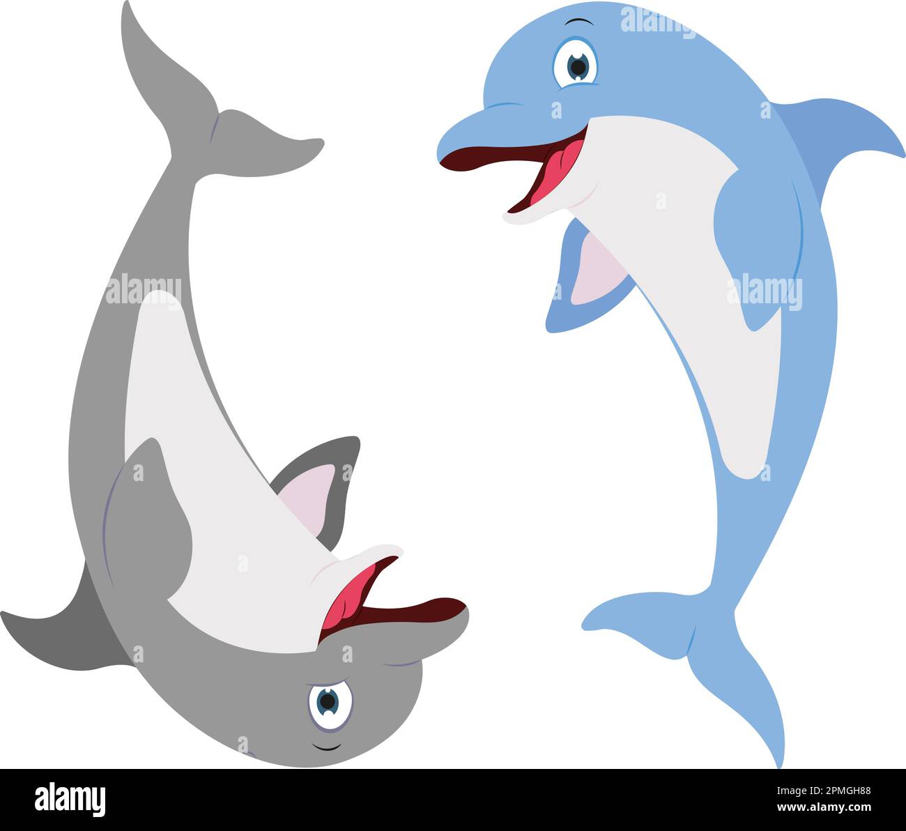Illustration de deux dauphins de couleur différente Illustration de Vecteur