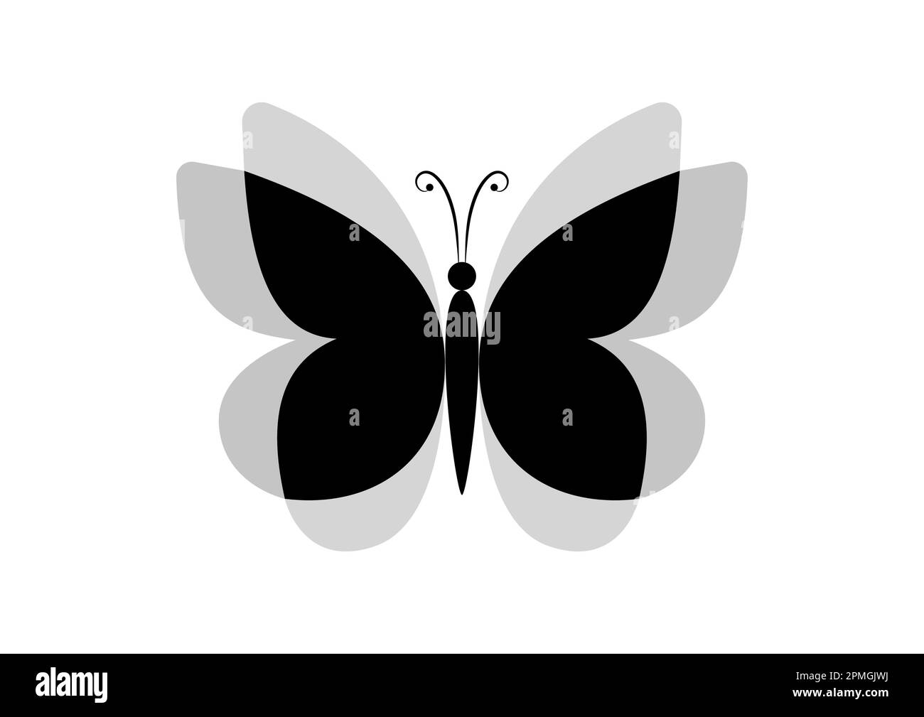 Illusion optique de l'icône papillon noir Illustration vectorielle isolée sur fond blanc Illustration de Vecteur