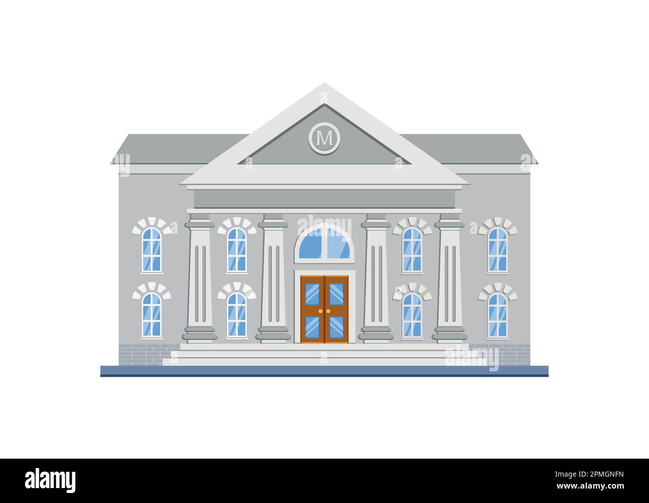Bâtiment du musée Clipart Vector Flat Design isolé sur fond blanc Illustration de Vecteur
