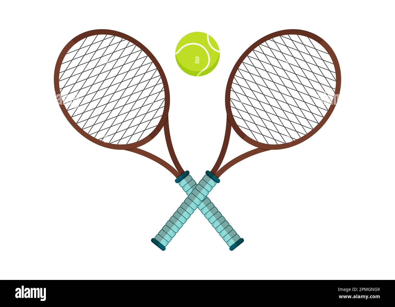 Raquettes de tennis avec balle de tennis isolée sur fond blanc vectoriel Illustration de Vecteur