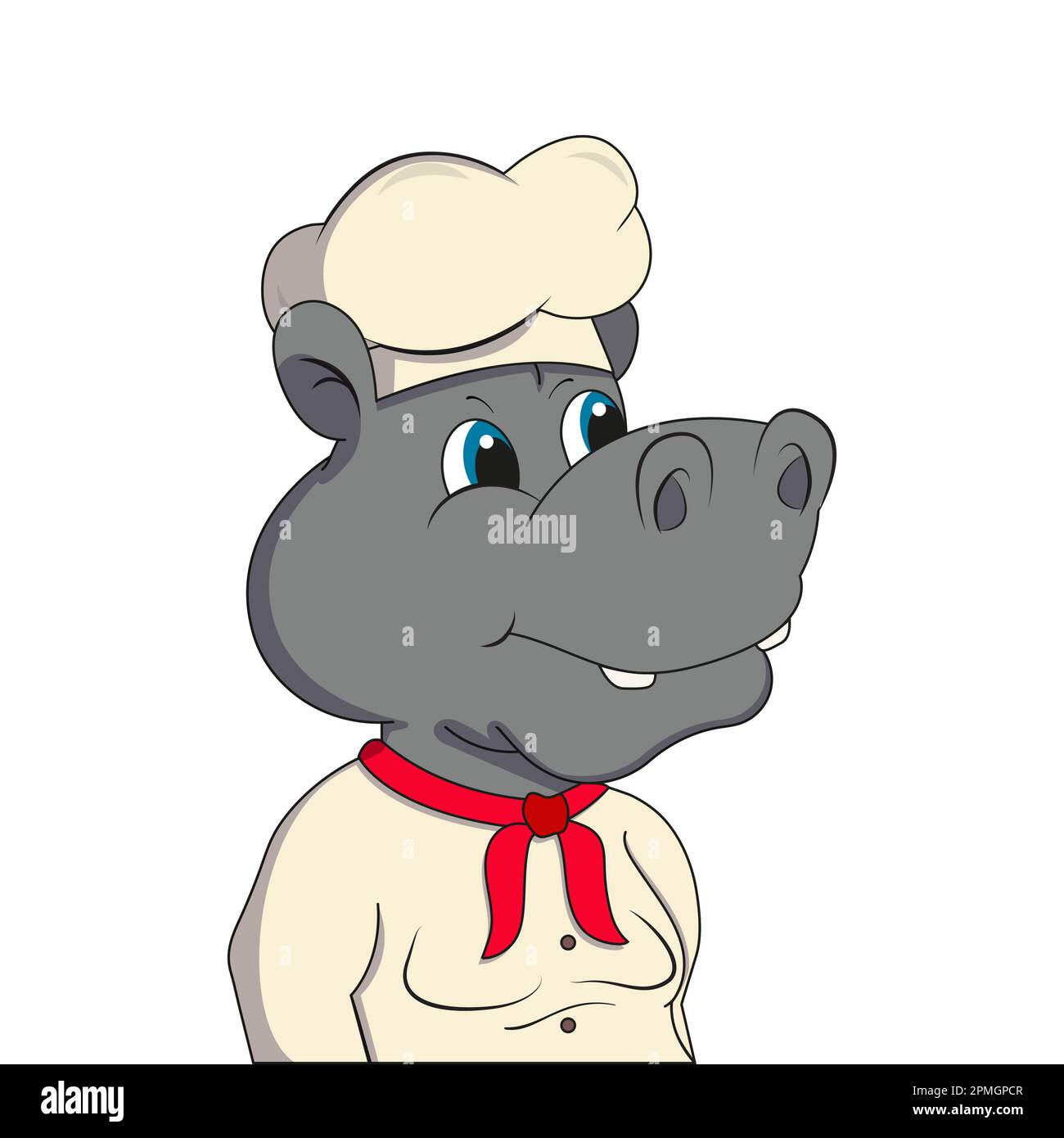 Illustration vectorielle de la cuisinière hippopotame isolée sur fond blanc Illustration de Vecteur
