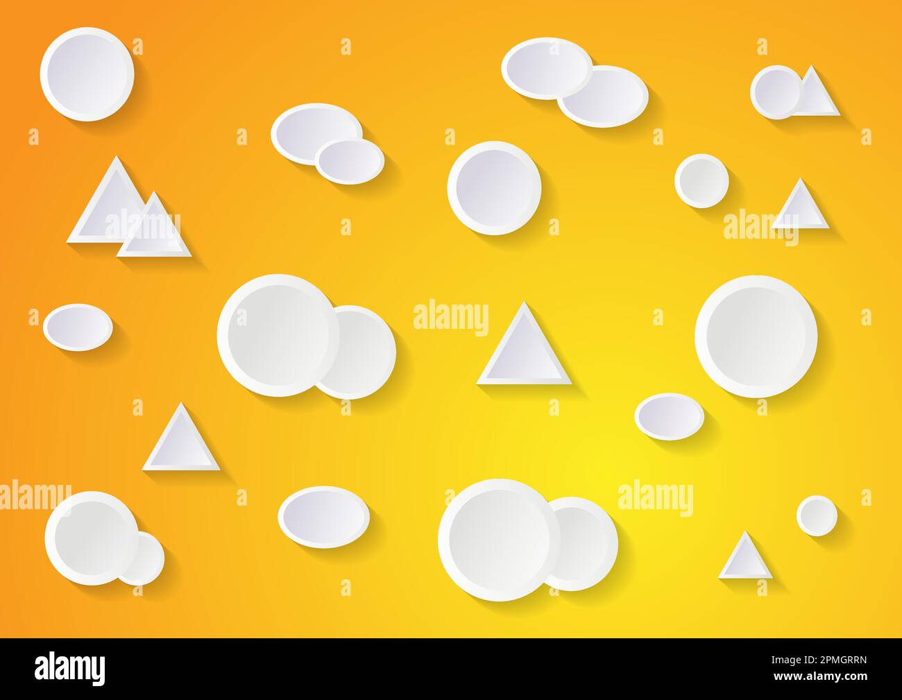 Formes de papier blanc abstrait sur fond jaune Illustration de Vecteur