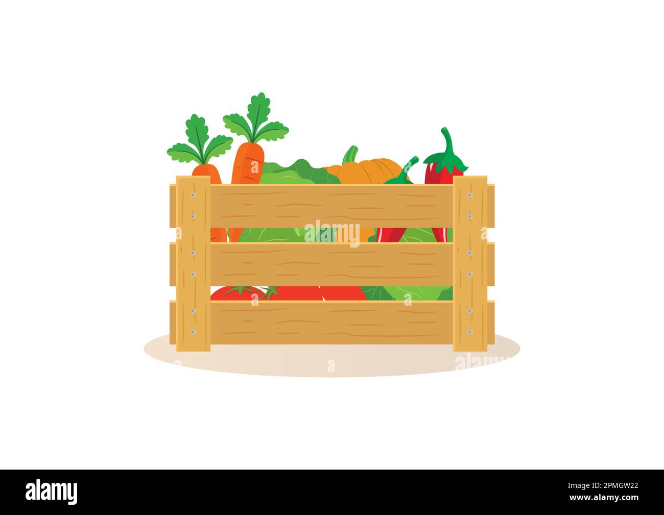 Caisse en bois pleine de légumes Clipart Illustration de Vecteur