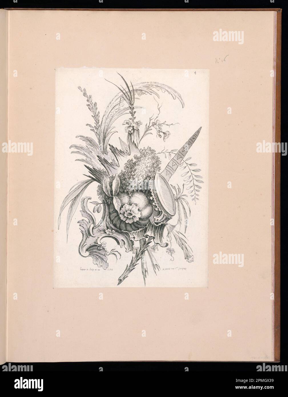 Imprimé relié (France); conçu par Alexis Peyrotte (français, 1699–1769); gravé par Gabriel Huquier (français, 1695–1772); gravure sur papier blanc; feuille: 47,6 x 32,7 cm (18 3/4 x 12 7/8 po) Banque D'Images