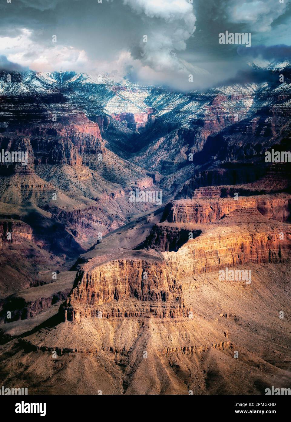 Vue sur le Grand Canyon en hiver depuis Mather point, Arizona. Banque D'Images