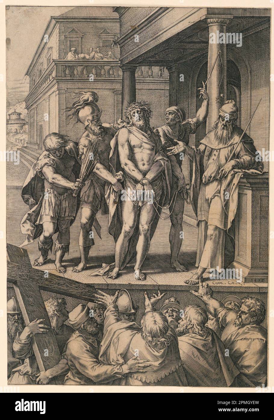 Print, Ecce Homo; Print Maker: Cornelis Cort; pays-Bas; gravure sur papier; 30,6 × 21,1 cm (12 1/16 × 8 5/16 po.); Bequest of George Campbell Cooper; 1896-3-89 Banque D'Images