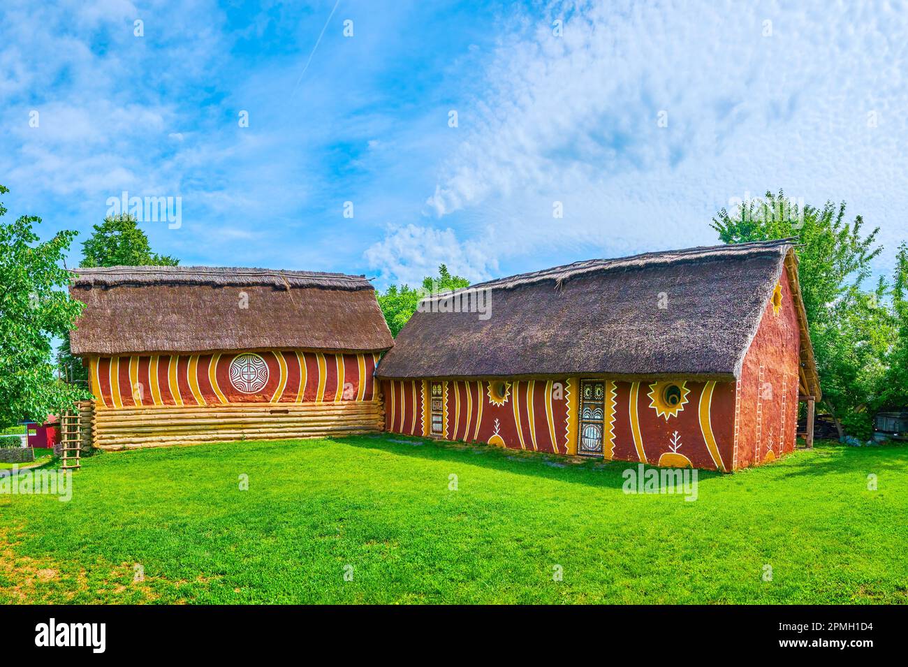 Établissement recunstructed dans la réserve culturelle 'Culture Trypil' à Talne Village, Ukraine Banque D'Images