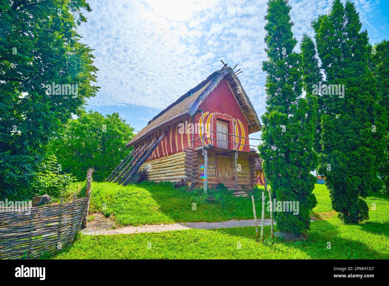 Les maisons authentiques reconstituées de la colonie de Trypil dans le village de Talne, en Ukraine Banque D'Images