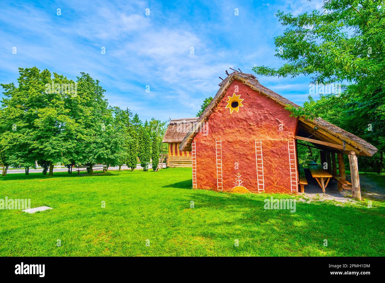 Les maisons de Trypil de Copper Age en plein air Musée de la culture de Trypil, village de Talne, Ukraine Banque D'Images