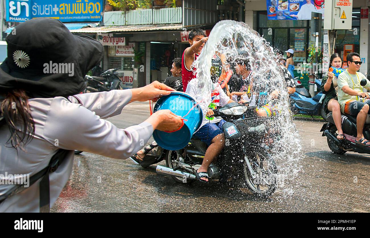 Festival de l'eau Songkran Chiang Mai, Thaïlande Banque D'Images