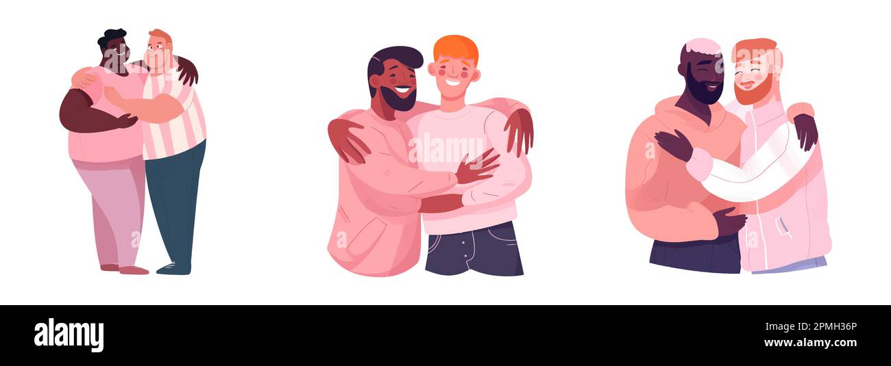 l'illustration vectorielle horizontale des personnes homosexuelles s'isole sur fond blanc Illustration de Vecteur