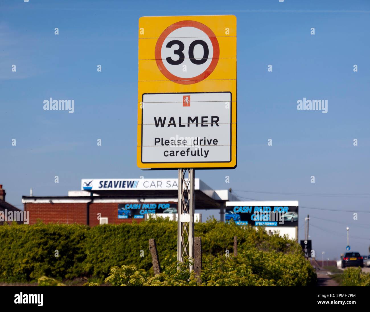 Panneau routier à la périphérie de Walmer, Deal, Kent Banque D'Images