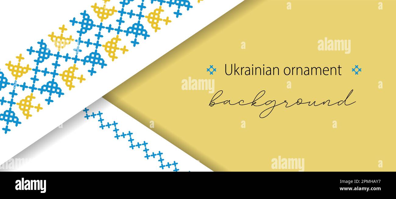 Ukrainien minimaliste vecteur fond, bannière, affiche avec des couches de papier et des ombres . Fond bleu ukrainien et jaune avec point de croix Illustration de Vecteur