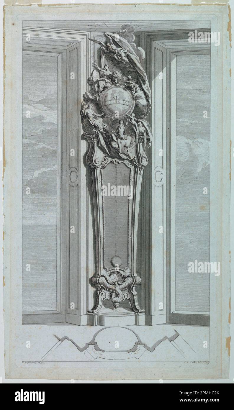 Impression, Design for a long-case Clock in a niche; Imprimeur: Charles Nicolas Cochin the Smager (1715 - 1790); France; gravure sur papier; 56,4 × 33,9 cm (22 3/16 × 13 3/8 po) Banque D'Images Impression, Design for a long-case Clock in a niche; Imprimeur: Charles Nicolas Cochin the Smager (1715 - 1790); France; gravure sur papier; 56,4 × 33,9 cm (22 3/16 × 13 3/8 po) Banque D'Images