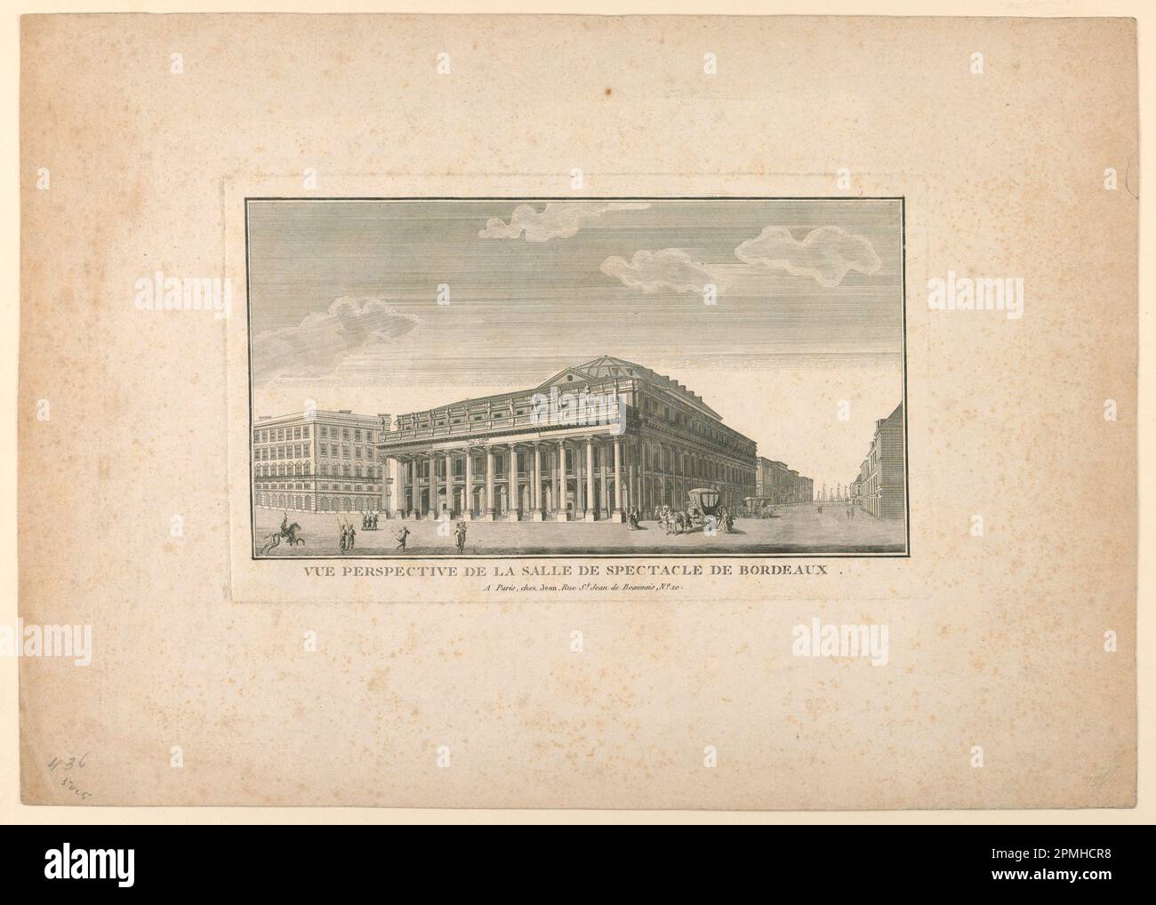 Imprimé, le salle de spectacle, Bordeaux; gravure sur papier; Marque: 15,3 × 25,4 cm (6 × 10 po.) H x l : 28,7 × 40,3 cm (11 5/16 × 15 7/8 po.); Béquest d'Erskine Hewitt; 1938-57-1406 Banque D'Images