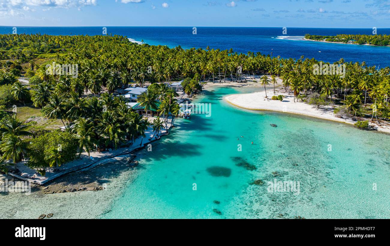 Antenne de la lagune verte, atoll de Rangiroa, Tuamotus, Polynésie française, Pacifique Sud, Pacifique Banque D'Images