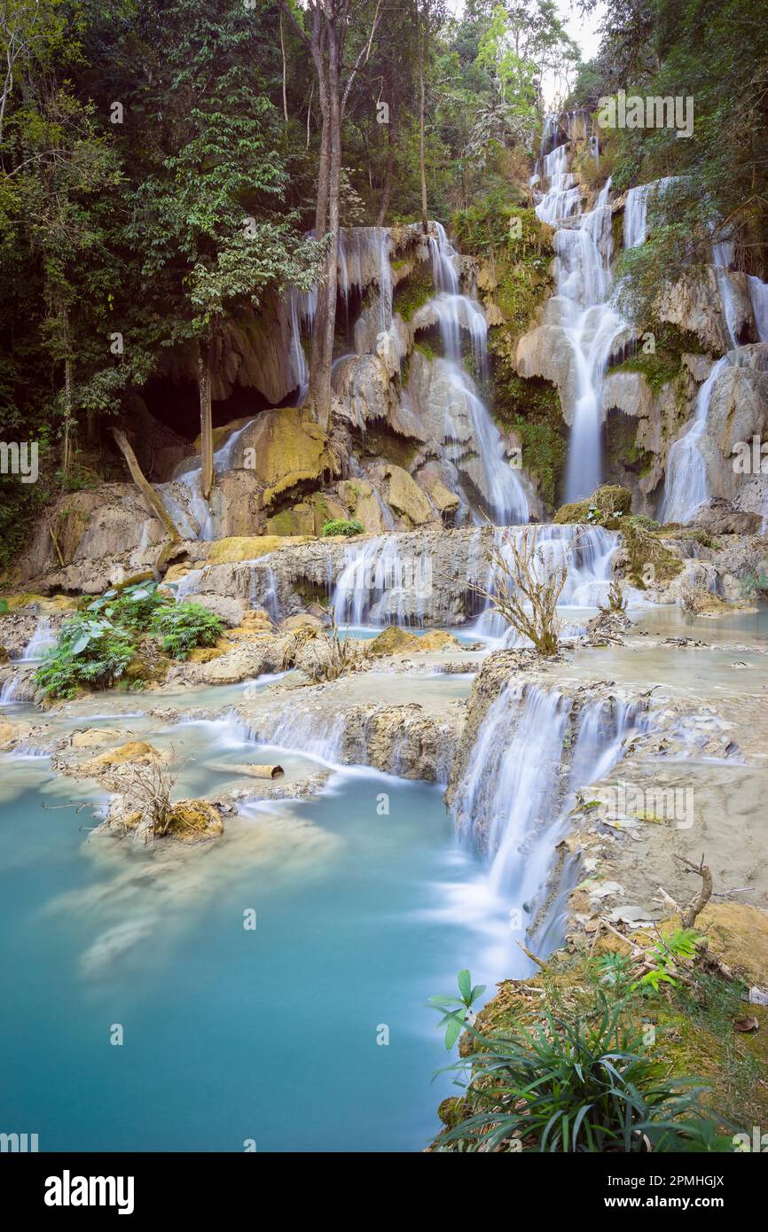 Kuang si Falls, Luang Prabang, Laos, Indochine, Asie du Sud-est, Asie Banque D'Images
