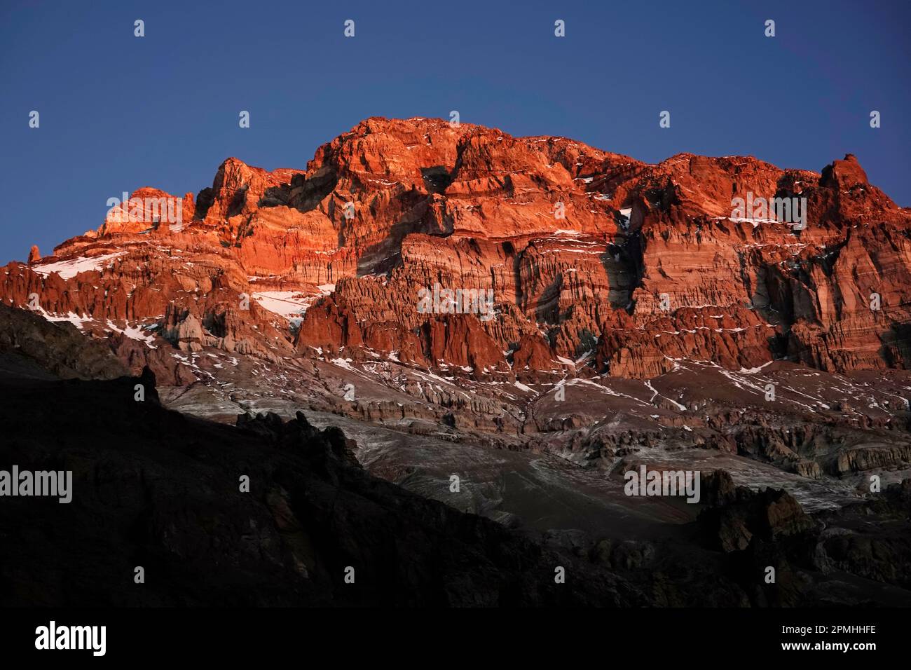 Aconcagua, 6961 mètres, la plus haute montagne des Amériques et l'un des sept sommets, Andes, Argentine, Amérique du Sud Banque D'Images