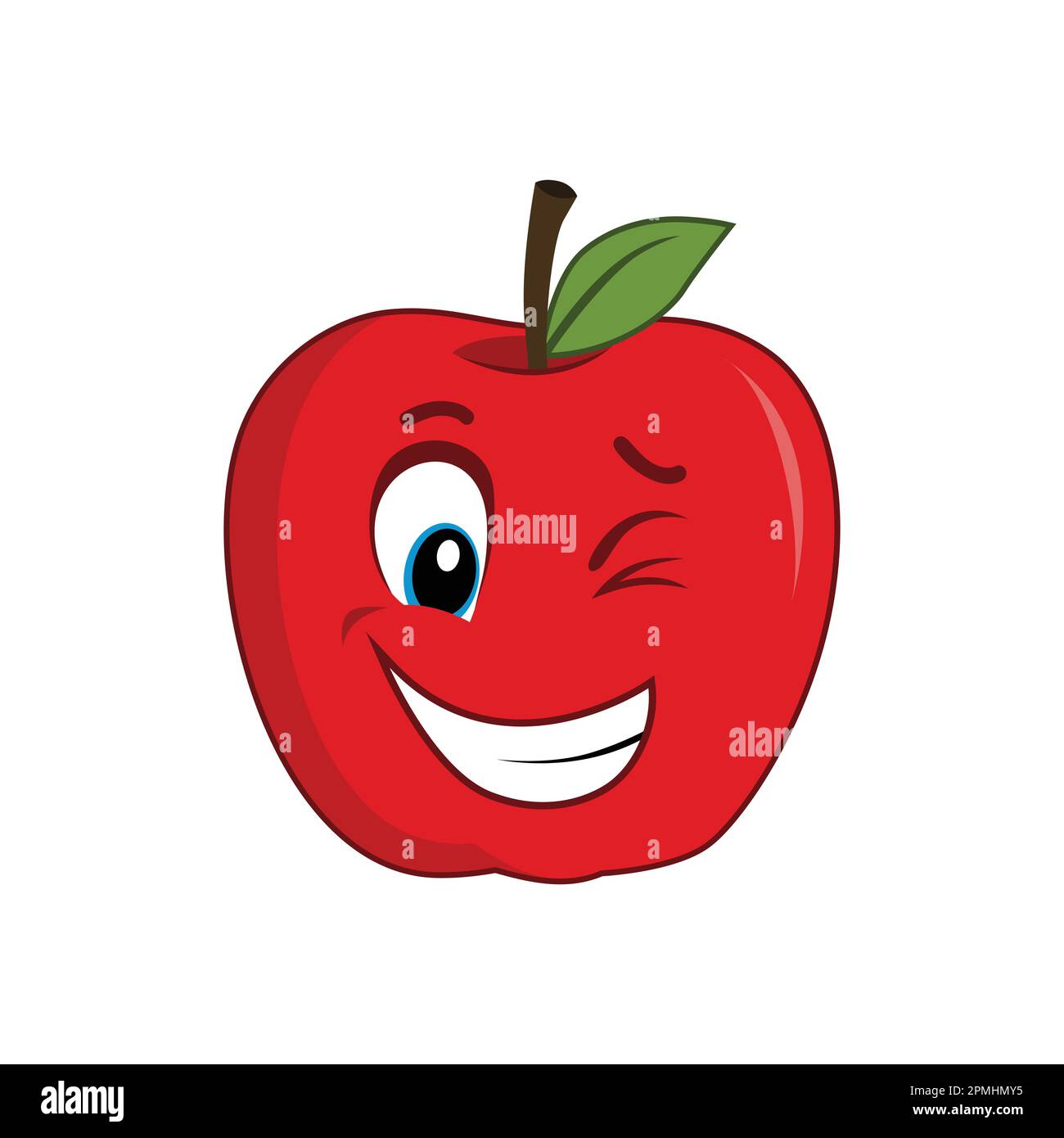 Clin d'œil au dessin animé de la pomme fruit. Convient pour poster, bannière, Web, icône, mascotte, arrière-plan Illustration de Vecteur