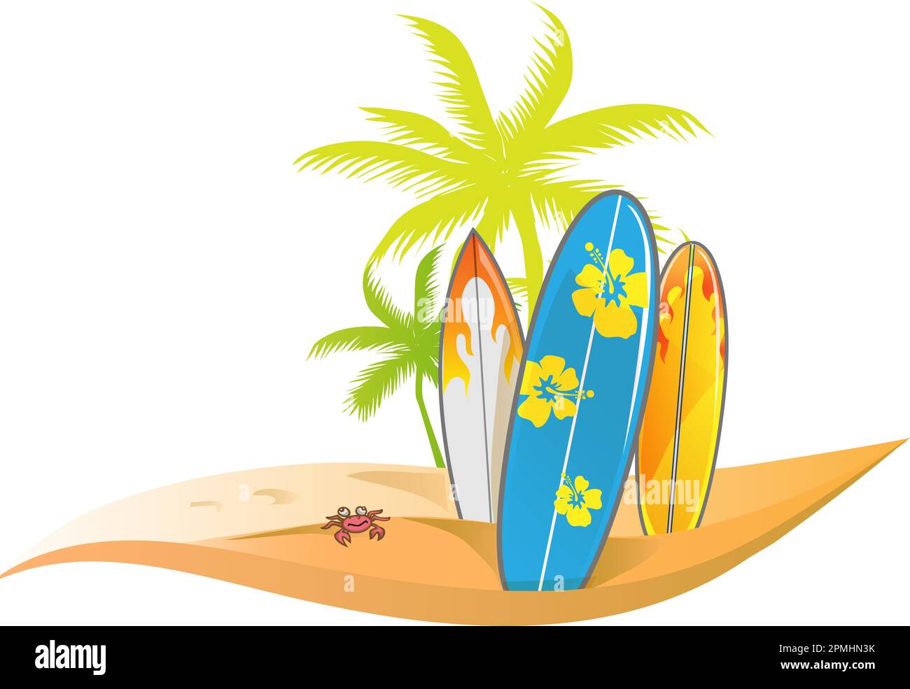 Motif vectoriel de surf d'été isolé sur blanc Illustration de Vecteur
