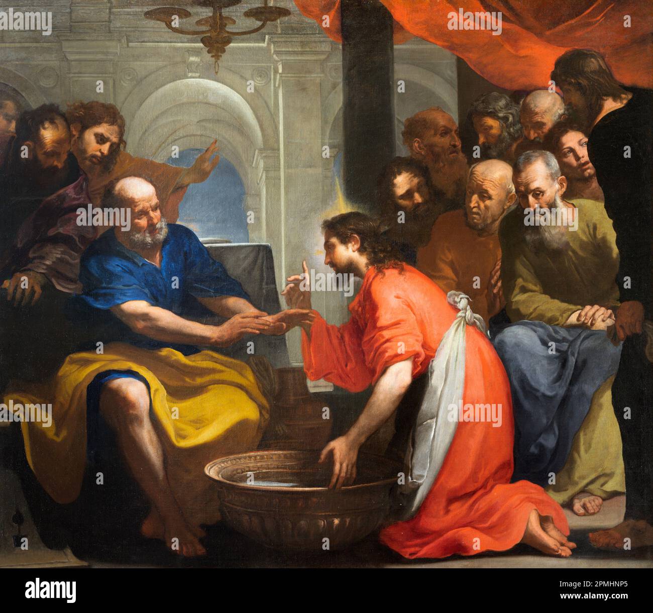 GENOVA, ITALIE - 7 MARS 2023: La peinture des pieds de lavage dans l'église Chiesa di Francesco da Paola par Orazio de Ferrari (1606 - 1657). Banque D'Images