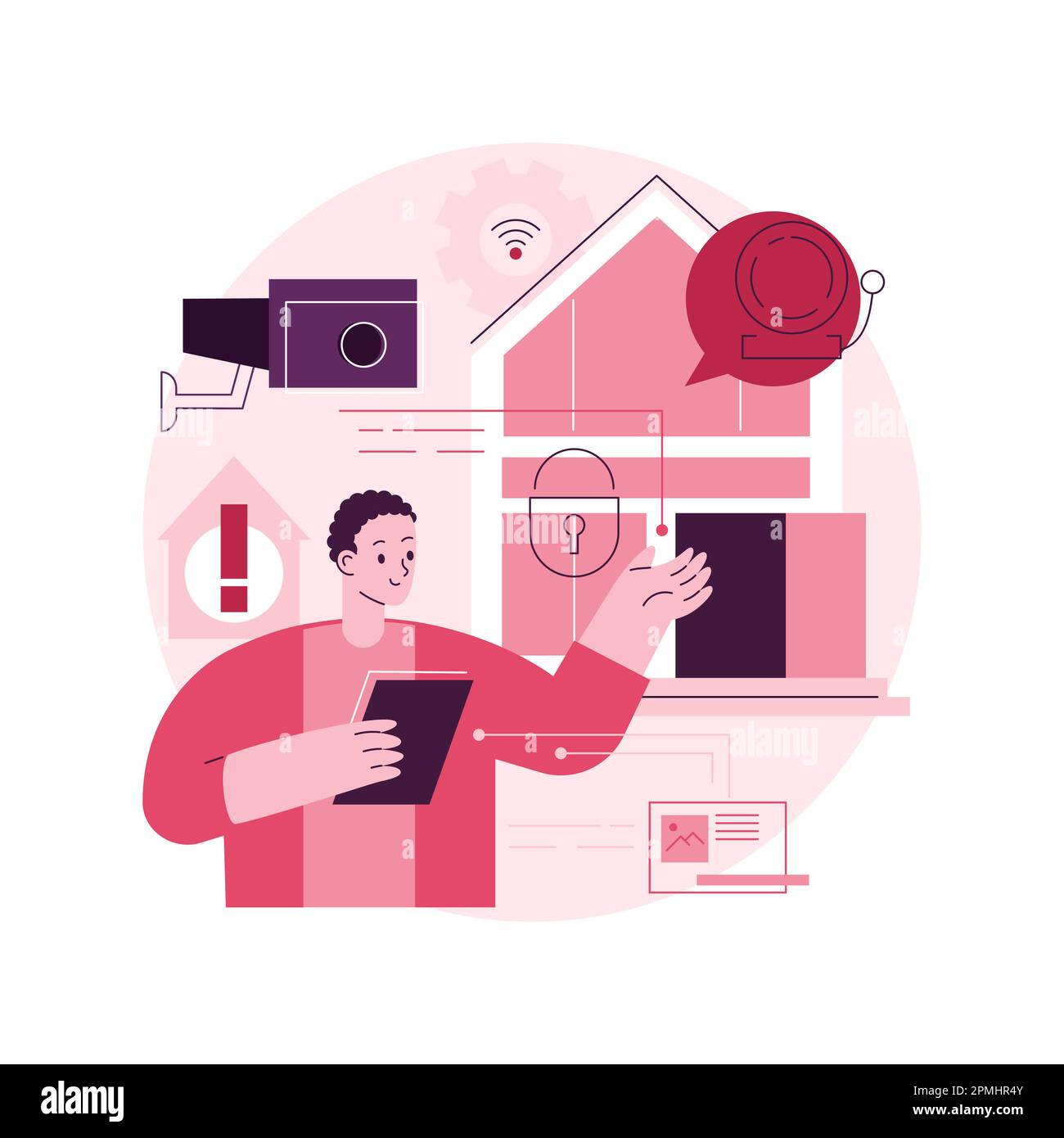 Conception des systèmes de sécurité illustration du vecteur de concept abstrait. Solutions optimales de sécurité des bâtiments, surveillance vidéo, sélection de produits, métaphore abstraite de gestion de projet et de client. Illustration de Vecteur