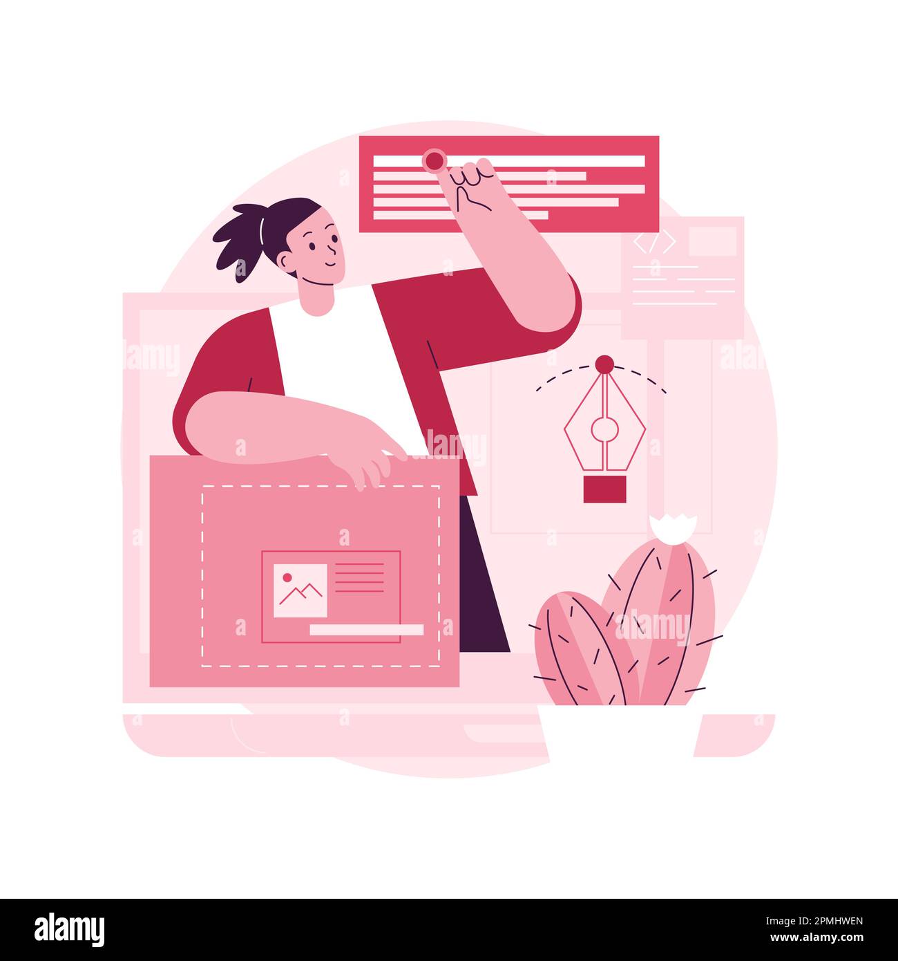 Conception du site concept abstrait illustration vectorielle. Web design studio, société de développement de site, page d'accueil d'affaires, à propos de nous, service de création de page d'accueil d'entreprise, métaphore d'interface abstraite. Illustration de Vecteur