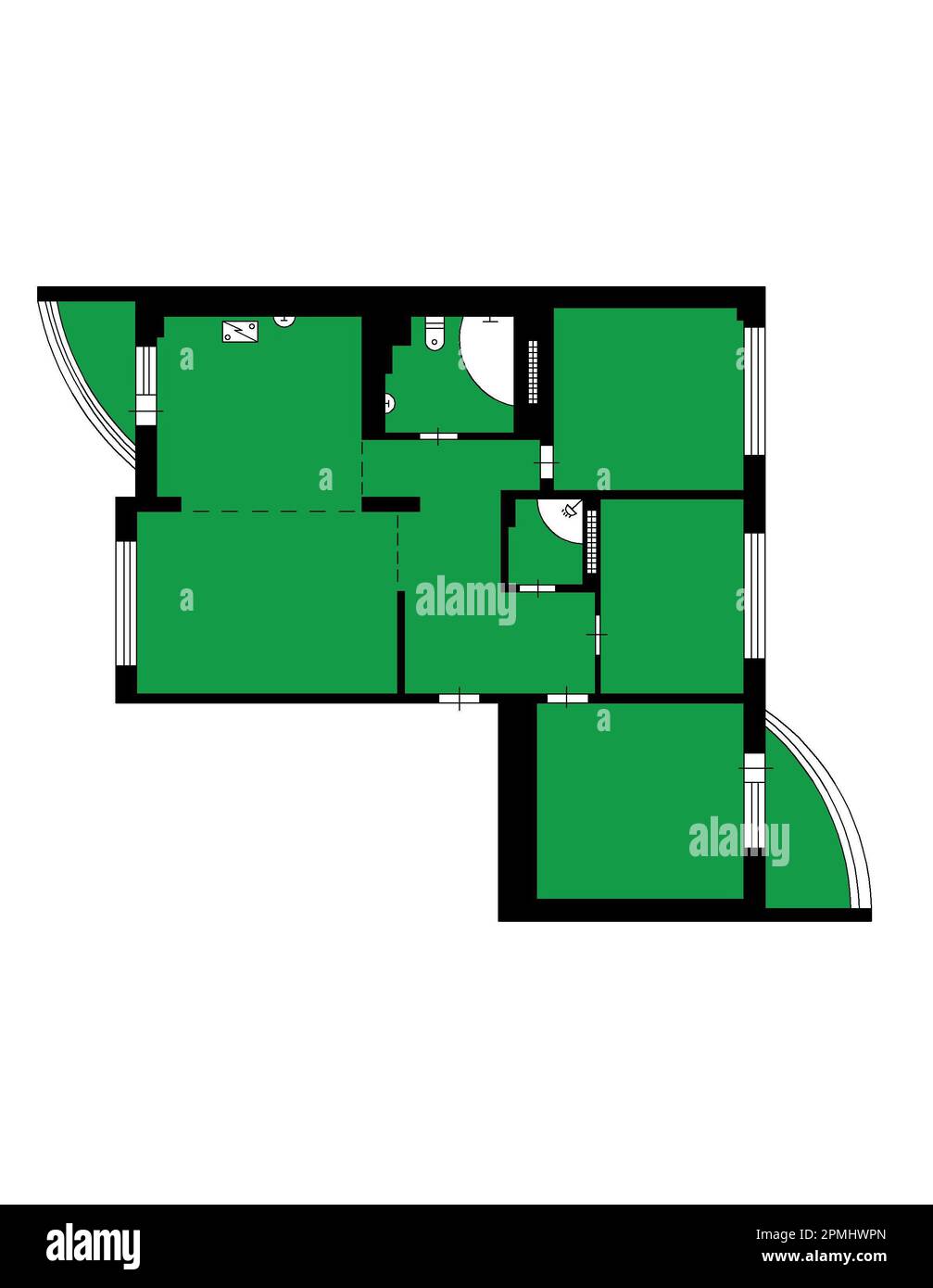 plan de la surface de vente 2D Plan de la surface de vente Plan de la surface de vente croquis du stock. Plan d'étage croquis à la main. Dessin d'esquisse du plancher plat de l'appartement Banque D'Images