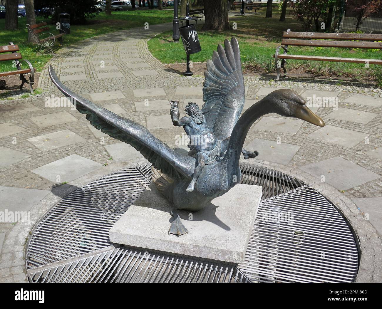 Sculpture de Bacchus, vieille ville, Zielona Gora, Pologne Banque D'Images