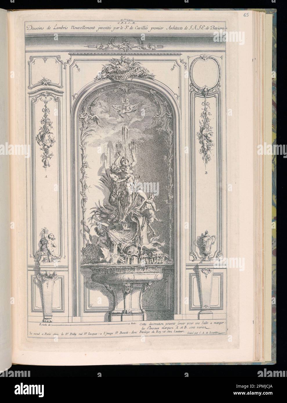 Impression liée, page de titre; conçu par François de Cuvilliés The Elder (belge, active Allemagne, 1695 - 1768); Imprimeur: Carl Albert von Lespilliez (allemand, 1723 - 1796); publié par Nicolas Jean Baptiste de Poilly (France, 1712 - ca. 1758); Allemagne; gravure sur papier Banque D'Images