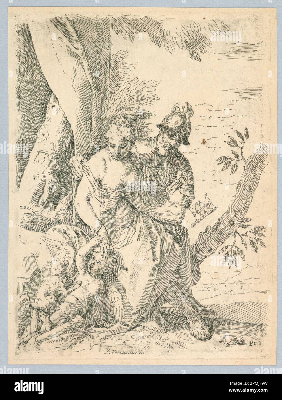 Print, Mars, venus, et l'Amour; Print Maker: Simone Cantarini (Italien, 1612 - 1648); d'après Paolo Veronese (Italien, 1528 - 1588); gravure sur papier blanc; 26,4 × 19,6 cm (10 3/8 × 7 11/16 po); 1896-31-45 Banque D'Images