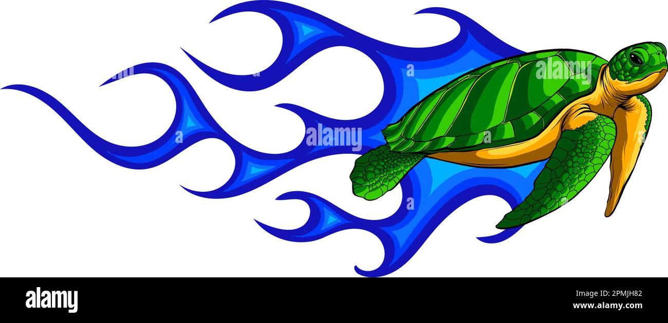 Tortue de mer. Illustration vectorielle d'Eretmochelys Imbricata Illustration de Vecteur