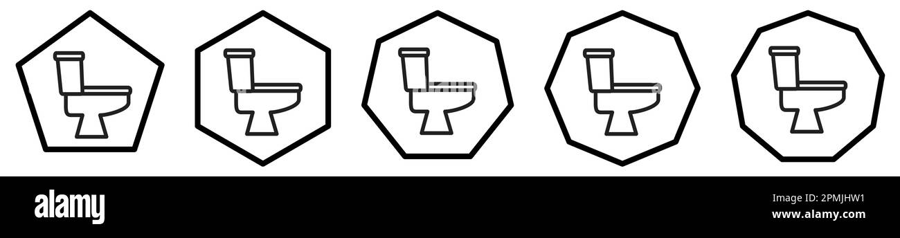 Icône de toilette dans les polygones avec un nombre différent de bords Illustration de Vecteur