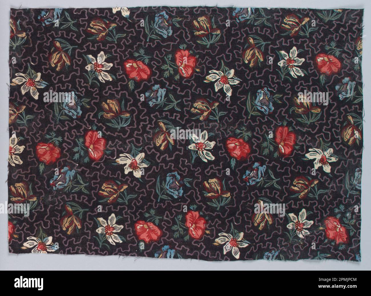 Textile (France); coton; Warp x Weft: 40 x 28 cm (15 3/4 x 11 po.) Répéter H : 22 cm (8 11/16 po) Banque D'Images