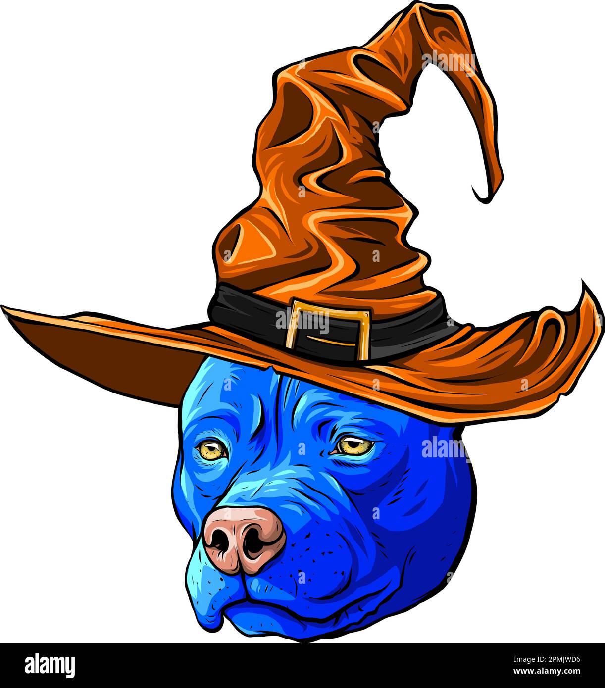 pitbull chien portant le chapeau de sorcière. illustration vectorielle Illustration de Vecteur